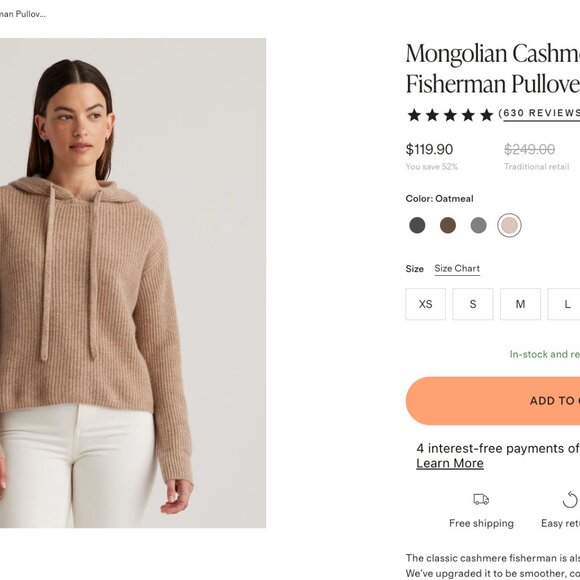 Mongolian Cashmere Fisherman Pullover Hoodie - Picture 2 of 6